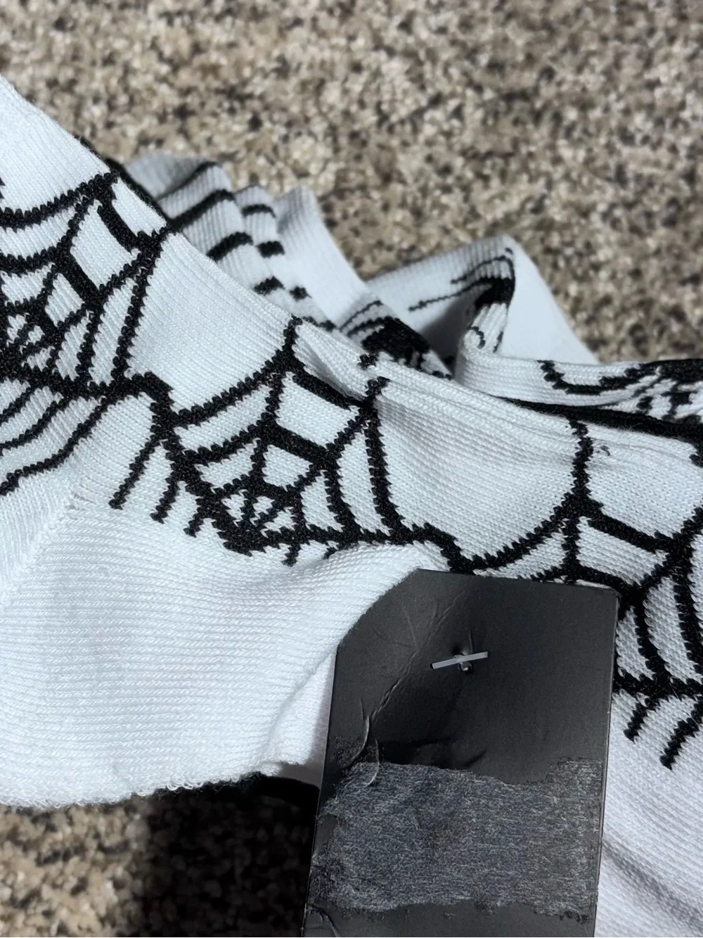 Halloween Socks Spiderwebs and Black Spider, Striped and Solid Design Size 5-10